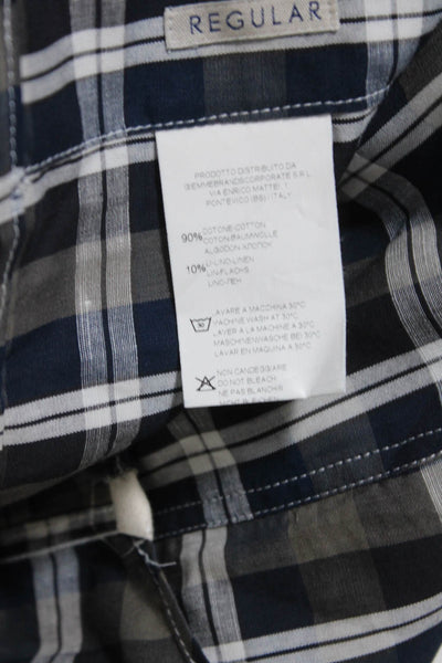 Tintoria Mattei Mens Cotton Plaid Print Button Down Shirt Top Multicolor Size 40