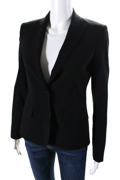 Theory Womens Peak Lapel One Button Blazer Jacket Black Wool Size 2