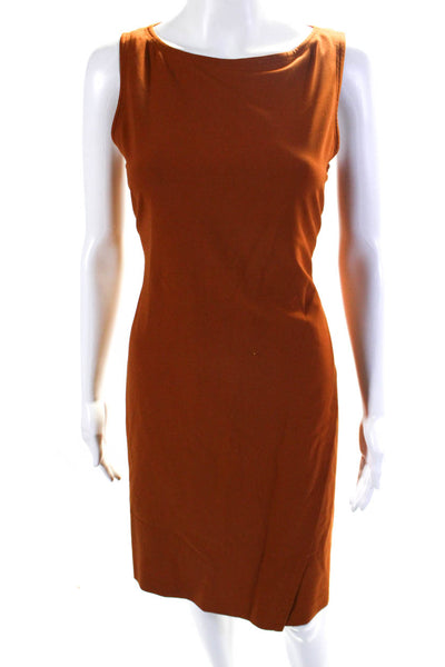 Theory Womens Risbana Crew Neck Sleeveless Surplice Sheath Dress Orange Size 4