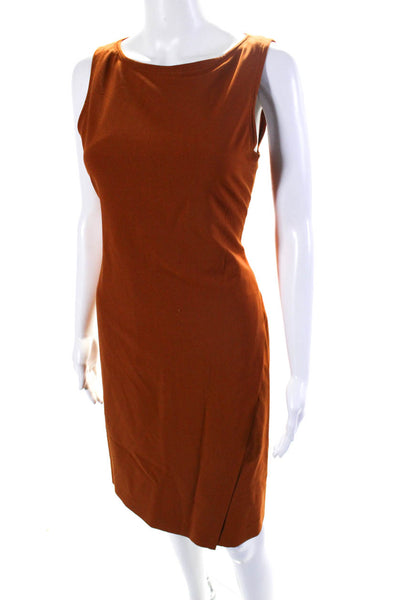 Theory Womens Risbana Crew Neck Sleeveless Surplice Sheath Dress Orange Size 4