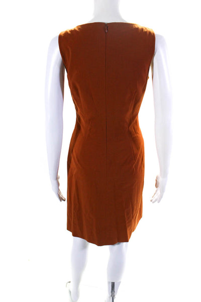 Theory Womens Risbana Crew Neck Sleeveless Surplice Sheath Dress Orange Size 4