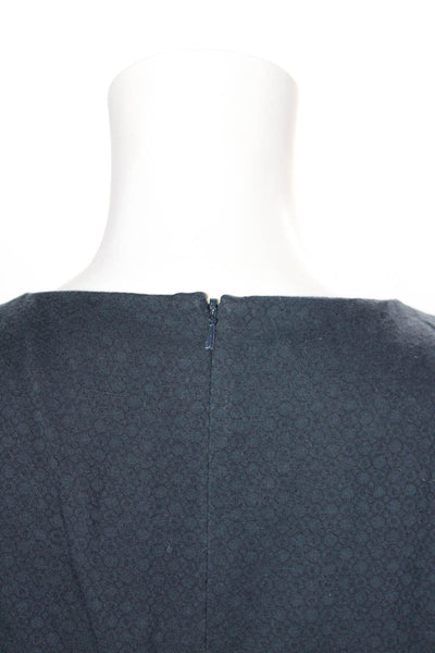 Theory Womens Polka Dot Twill Cap Sleeve Crew Neck Sheath Dress Navy Blue Size 2