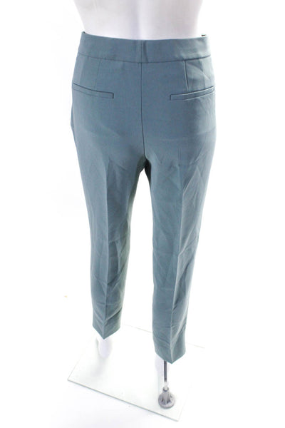 Theory Womens Slim Leg Pleated Mid Rise Dress Pants Light Blue Size 2