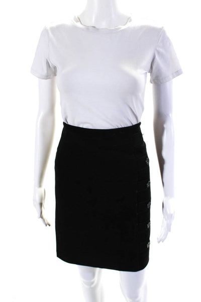 J. Mclaughlin Womens Knee Length Faux Suede Pencil Skirt Black Size 2