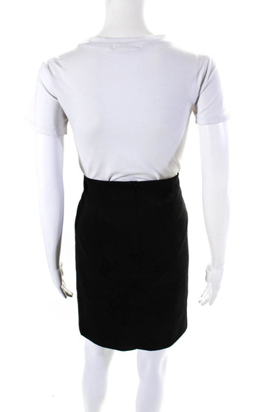 J. Mclaughlin Womens Knee Length Faux Suede Pencil Skirt Black Size 2