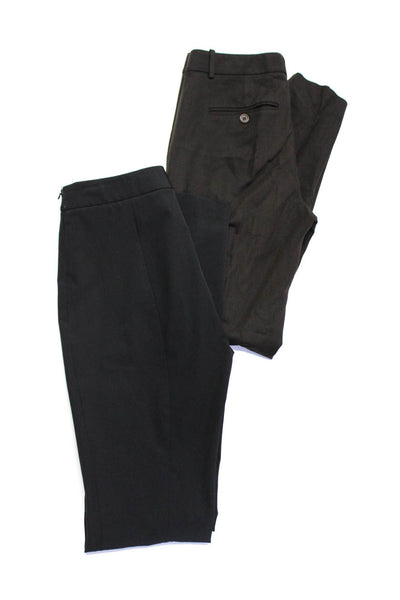 Theory Womens Mid Rise Pleated Skinny Slim Pants Black Brown Size 2 4 Lot 2