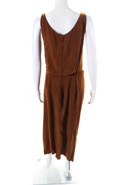 Anemone Womens Scoop Neck Sleeveless Asymmetrical Hem Wrap Dress Brown Size M