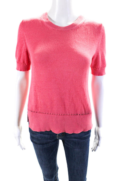 Etro Women's Crewneck Short Sleeves Pullover Sweater Pink Size 42