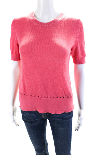 Etro Women's Crewneck Short Sleeves Pullover Sweater Pink Size 42