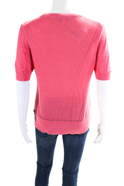 Etro Women's Crewneck Short Sleeves Pullover Sweater Pink Size 42