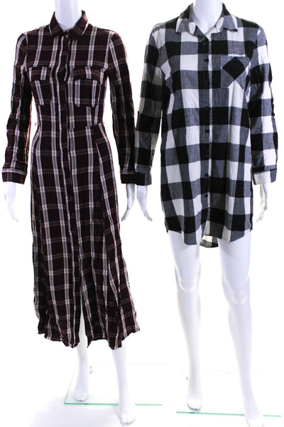 Zara Love J Womens Plaid Check Flannel Shirt Dress Red Black Size XS Medium Lot2