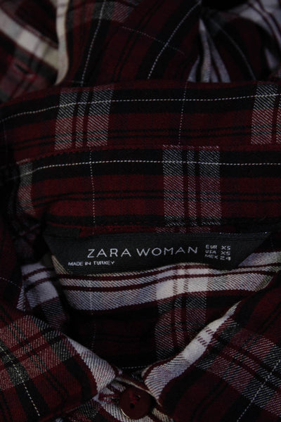 Zara Love J Womens Plaid Check Flannel Shirt Dress Red Black Size XS Medium Lot2