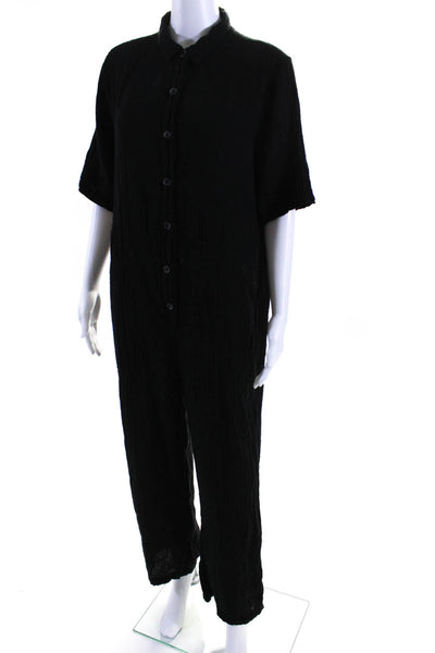 Velvet by Graham & Spencer Womens Black Cotton Short Sleeve Jumpsuit Size M