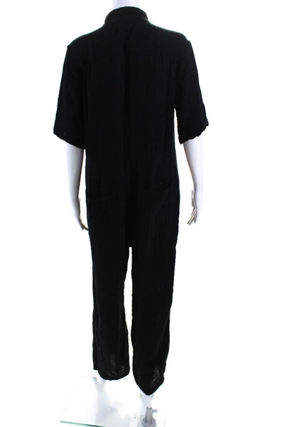 Velvet by Graham & Spencer Womens Black Cotton Short Sleeve Jumpsuit Size M