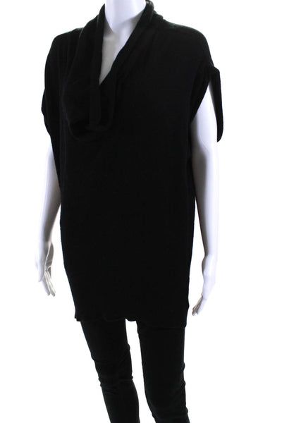 Vince Womens Oversized Short Sleeve Cowl Neck Cashmere Knit Top Black Size XS