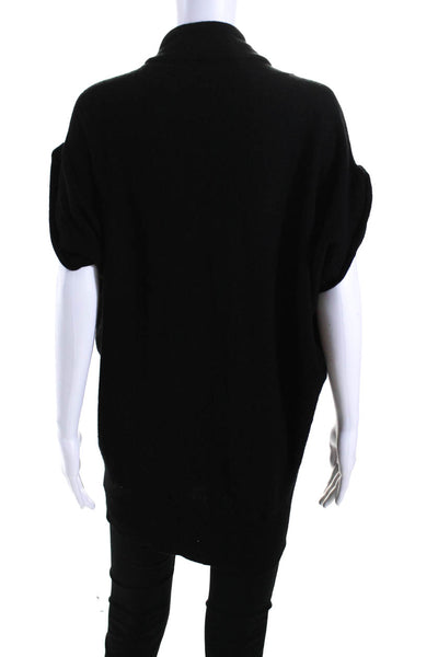 Vince Womens Oversized Short Sleeve Cowl Neck Cashmere Knit Top Black Size XS