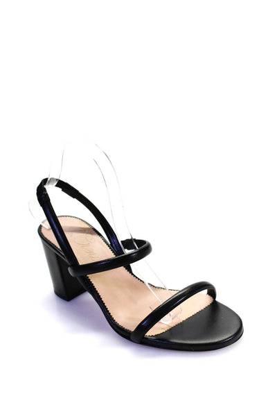 J Crew Women's Open Toe Strappy Block Heels Leather Sandals Black Size 9.5