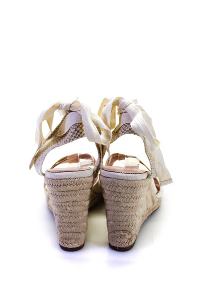 J Crew Women's Open Toe Strappy Wrap Ankle Espadrille Sandals White Size 8