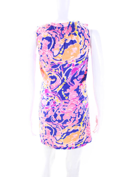 Lily Pulitzer Womens Floral Print Buttoned Sleeveless V-Neck Dress Pink Size 2XS