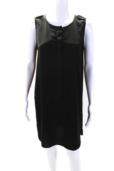 J Crew Womens Sleeveless Buttoned Round Neck Knee-Length Dress Black Size S