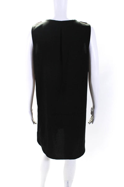 J Crew Womens Sleeveless Buttoned Round Neck Knee-Length Dress Black Size S