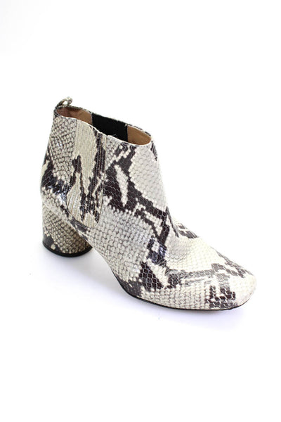 Marc Jacobs Womens Leather Snakeskin Print Ankle Boots Beige Brown Size 7