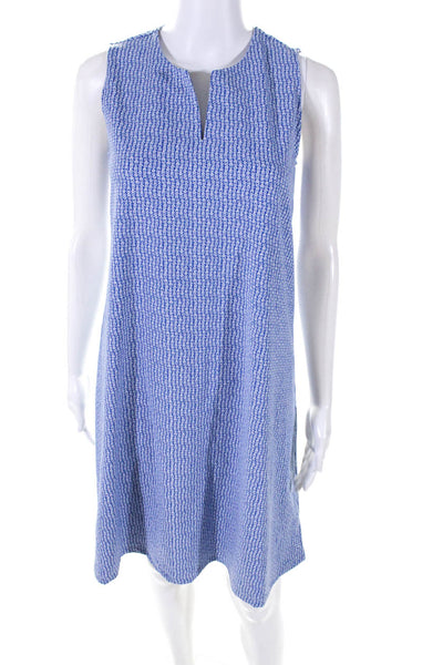 J. Mclaughlin Women's Round Neck Sleeveless A-Line Mini Dress Blue Size S