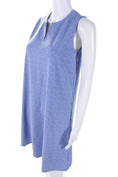 J. Mclaughlin Women's Round Neck Sleeveless A-Line Mini Dress Blue Size S