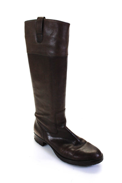 Lauren Ralph Lauren Women's Round Toe Leather Knee High Boot Brown Size 9