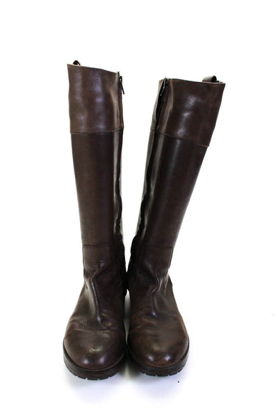 Lauren Ralph Lauren Women's Round Toe Leather Knee High Boot Brown Size 9