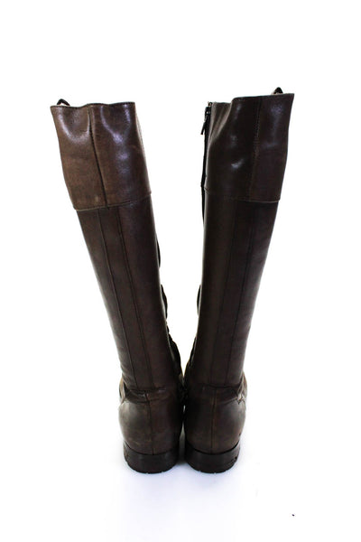 Lauren Ralph Lauren Women's Round Toe Leather Knee High Boot Brown Size 9