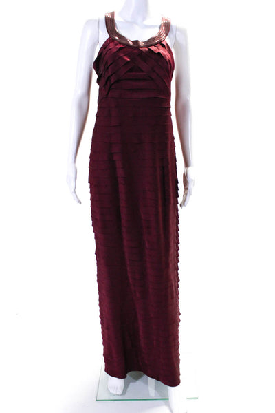 Calvin Klein Womens Sequined Straps Sleeveless Gown Merlot  Red Size 12