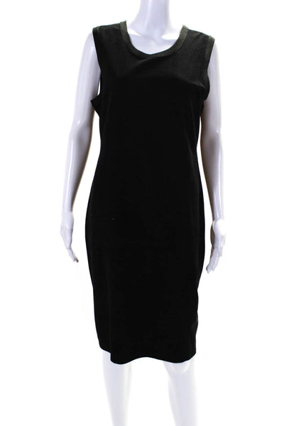 Calvin Klein Womens Suede Sleeveless Midi Dress Black Size Large