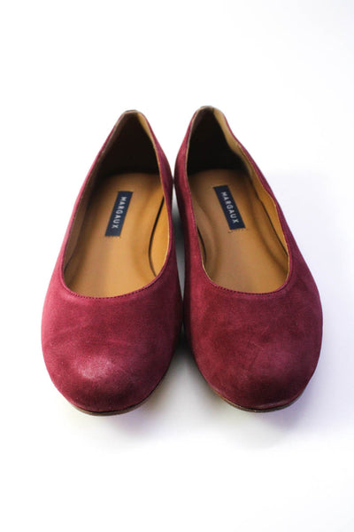 Margaux Womens Slip On Round Toe Classic Ballet Flats Burgundy Red Suede Size 37