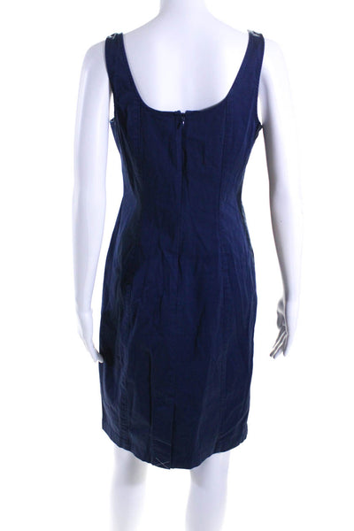 J Crew Women's Scoop Neck Sleeveless A-Line Midi Dress Navy Blue Size 4