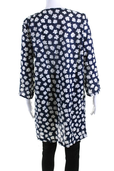 J Crew Women's Round Neck Tassel Long Sleeves Floral Tunic Blouse Size M