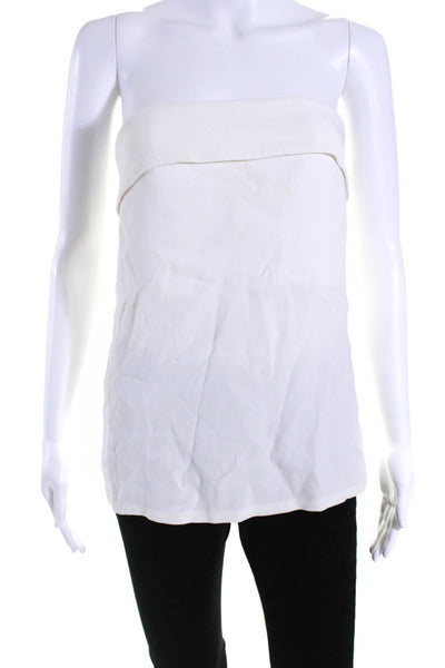 ALC Womens Crepe Underwired Strapless Zip Up Blouse Top White Size 2