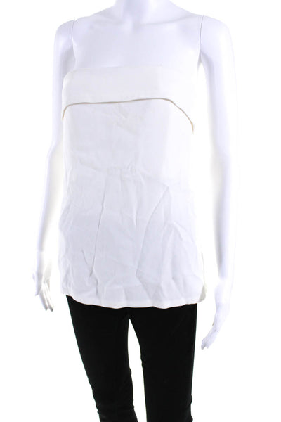 ALC Womens Crepe Underwired Strapless Zip Up Blouse Top White Size 2