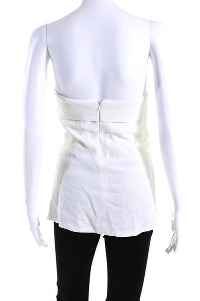 ALC Womens Crepe Underwired Strapless Zip Up Blouse Top White Size 2