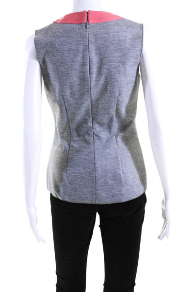 Derek Lam Womens Wool Knit Sleeveless Zip Up Crew Neck Blouse Top Gray Size 4