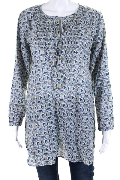 Roberta Roller Rabbit Women's Round Neck Long Sleeves Floral Tunic Blouse Size S