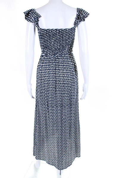 Tiare Hawaii Women's V-Neck Ruffle Wrap Midi Dress Blue Polka Dot One Size