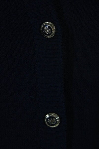 St. John Basics Womens Button Down Skirt Set Navy Blue Wool Size Large/10