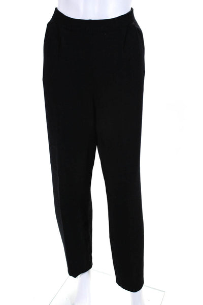 St. John Basics Womens Pull On Straight Leg High Rise Pants Black Wool Size 6