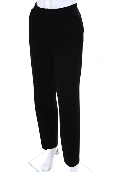 St. John Basics Womens Pull On Straight Leg High Rise Pants Black Wool Size 6