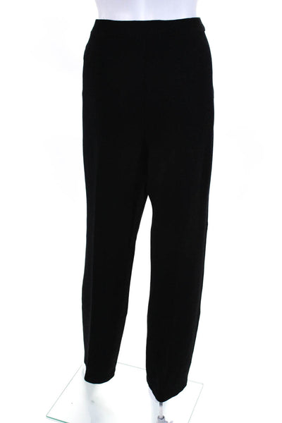 St. John Basics Womens Pull On Straight Leg High Rise Pants Black Wool Size 6