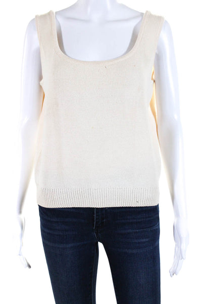 St. John Basics Womens Pullover Shell Sweater Off White Wool Size Medium