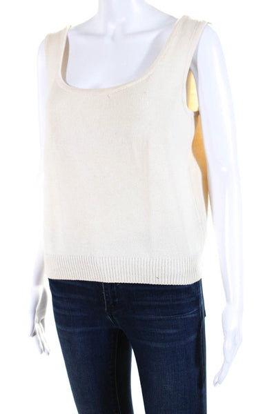 St. John Basics Womens Pullover Shell Sweater Off White Wool Size Medium