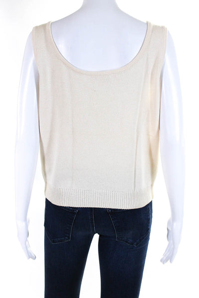 St. John Basics Womens Pullover Shell Sweater Off White Wool Size Medium