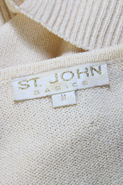 St. John Basics Womens Pullover Shell Sweater Off White Wool Size Medium